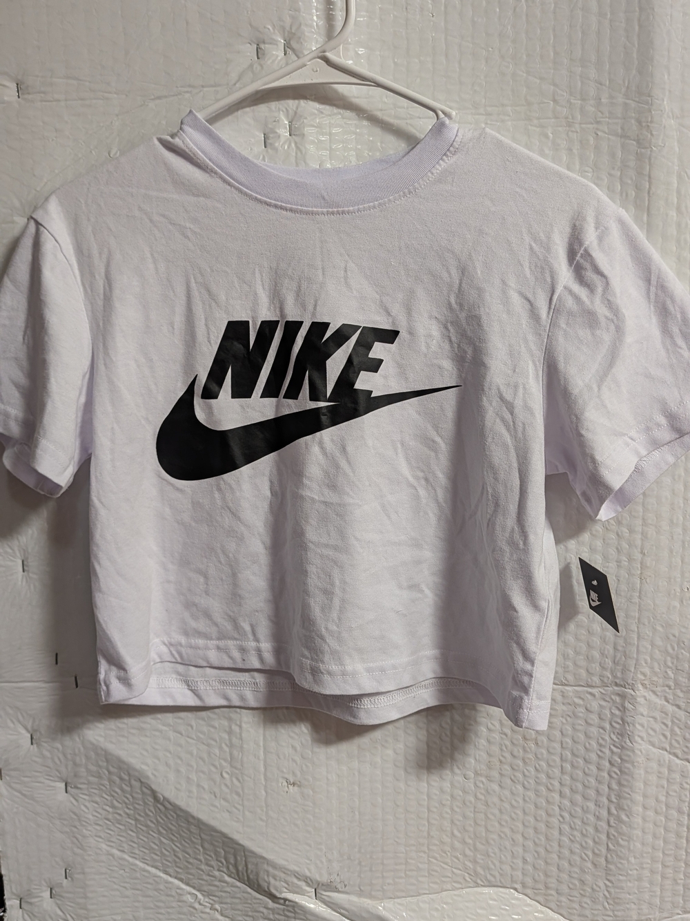 Nike White Crop Tee with Black Logo
